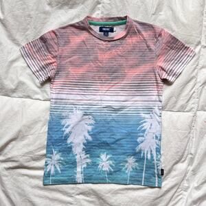 univibe Tropical striped t shirt graphic youth sz‎ S casual school summer